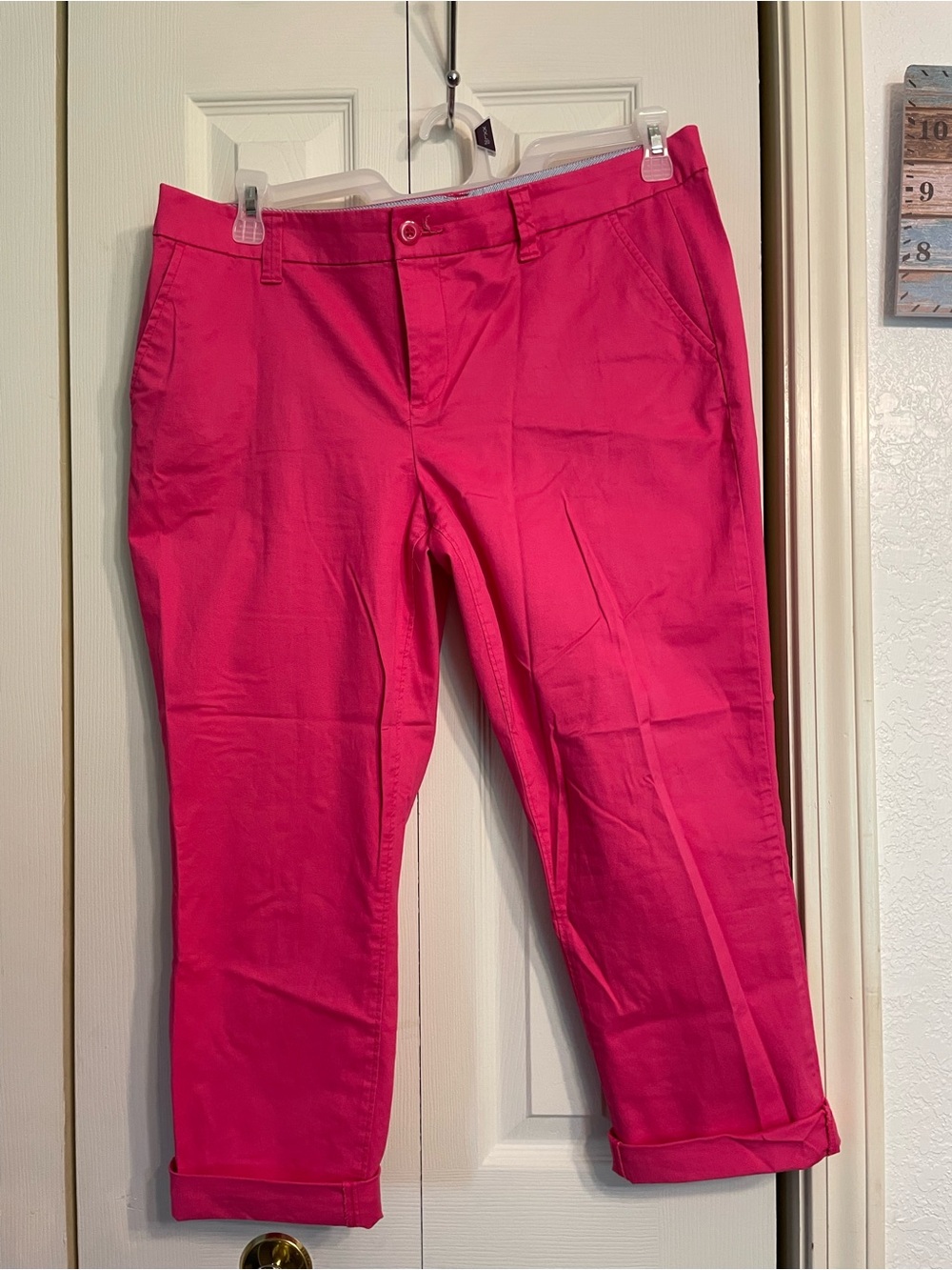 STYLUS Hot Pink Women's Pants with Striped Waistband